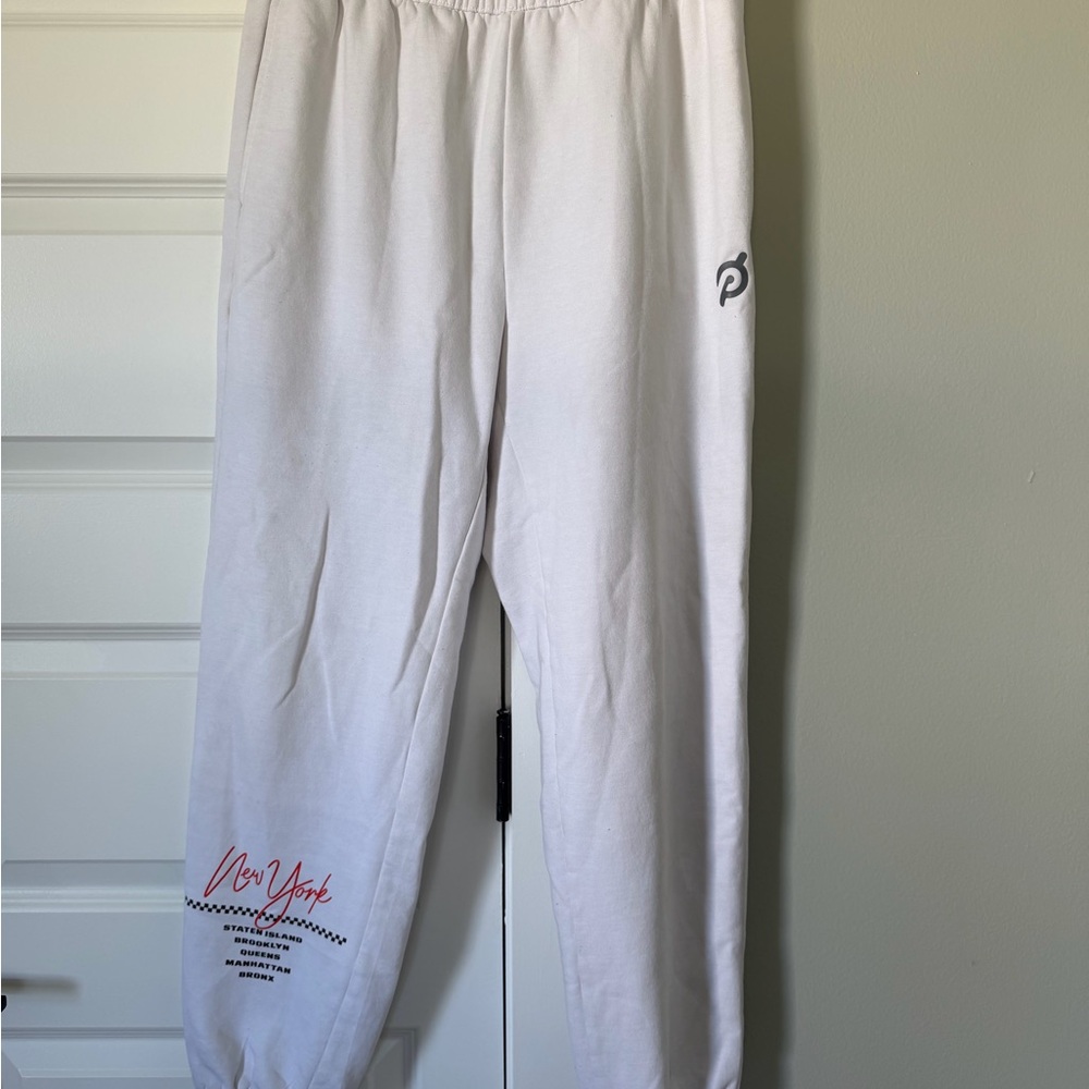 Peloton White Sweatpants with New York Graphic